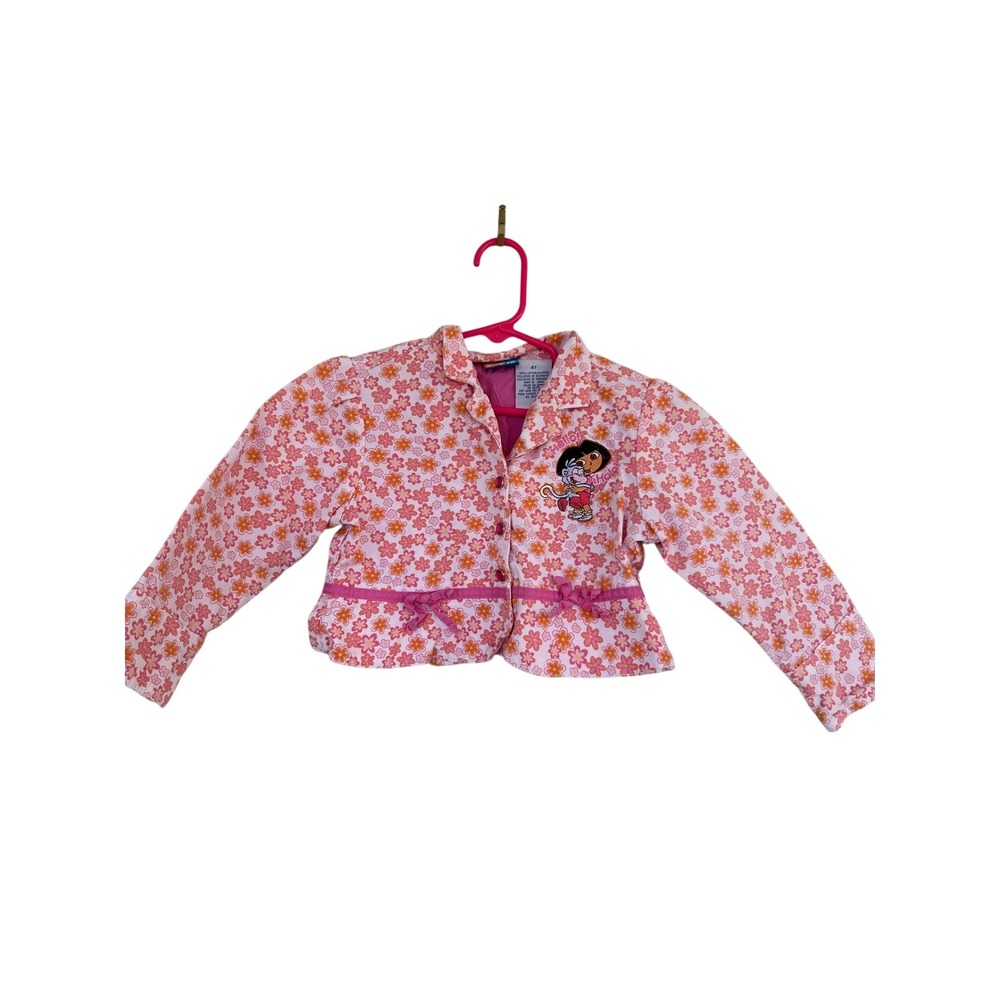 00s Y2K Dora The Explorer 4T Pink Floral Jacket Blazer Button Up Kid Core Rero - Picture 5 of 10